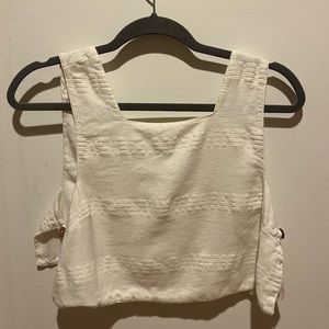 Free People white linen crop top